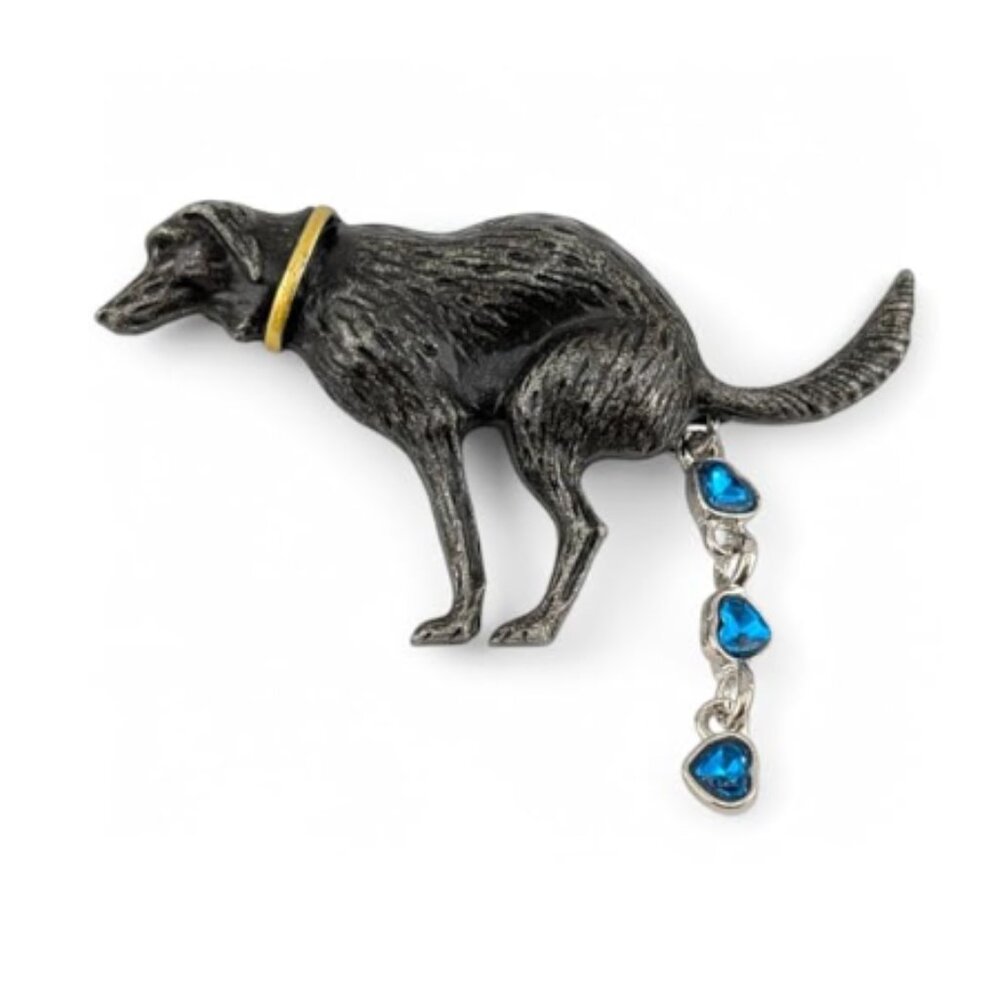 Pooping Brown Dog Brooch